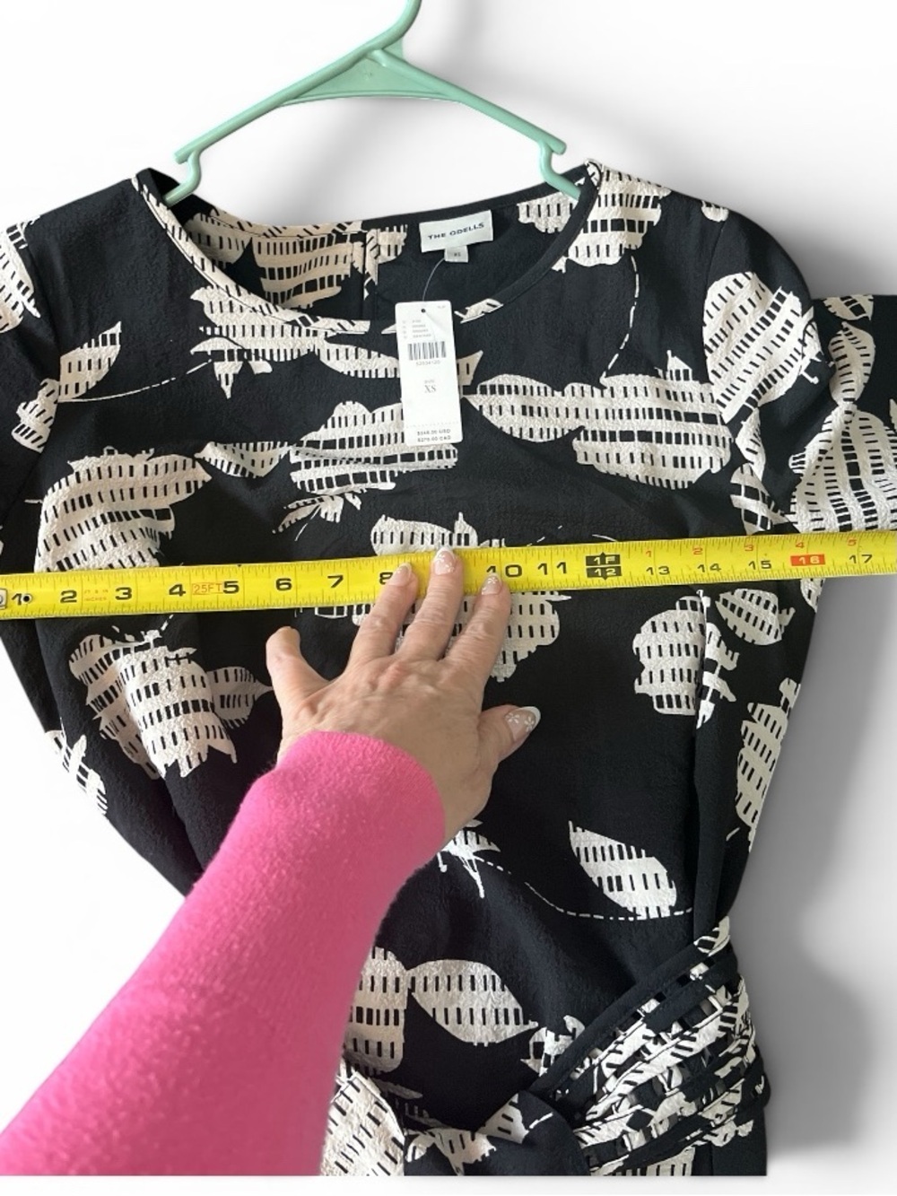 Anthropologie The Odells Eden Mini Dress XS Black White Belted Academic $248 - Picture 9 of 9